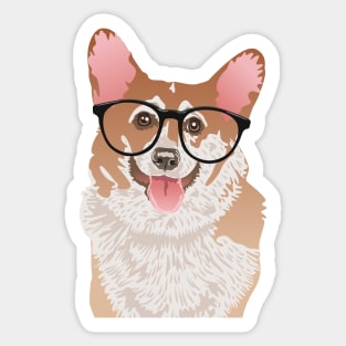 Happy Hipster Pembroke Welsh Corgi Sticker